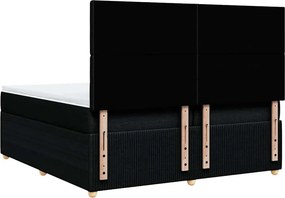 vidaXL Κρεβάτι Boxspring με Στρώμα Μαύρο 200x200 εκ. Υφασμάτινο
