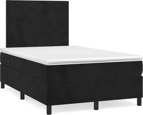 vidaXL Κρεβάτι Boxspring με Στρώμα Μαύρο 120x190 εκ. Βελούδινο