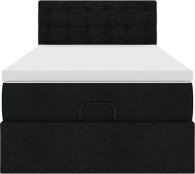 vidaXL Οθωμανικό κρεβάτι με στρώμα Μαύρο 100x200cm Ύφασμα