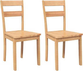 vidaXL Καρέκλες τραπεζαρίας 2 τεμ Φυσικό μασίφ ξύλο καουτσούκ