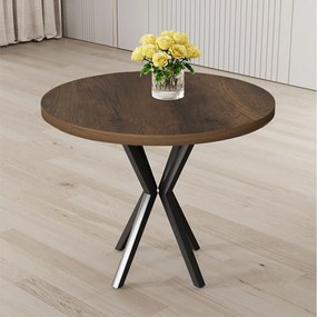 Stewehome Στρογγυλό Τραπέζι Κουζίνας Agnes Καρυδί 90x90x73 cm