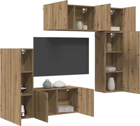 vidaXL Μονάδα Τοίχου Τηλεόρασης 5 pcs Artisan Oak Επεξεργασμένο ξύλο