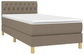 vidaXL Κρεβάτι Boxspring με Στρώμα Taupe 90x190 εκ.Υφασμάτινο