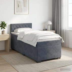 vidaXL Κρεβάτι box spring με στρώμα Σκούρο Γκρι 100 x 200 cm Βελούδο