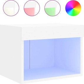 vidaXL Κομοδίνο Επιτοίχιο με Φώτα LED Λευκό
