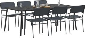 vidaXL Σετ τραπεζαρίας 7 τμχ. Ανθρακί 200 x 100 x 72 εκ Ατσάλι