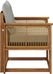 vidaXL Outdoor Middle Sofa Στερεό ξύλο ακακίας και Textilene