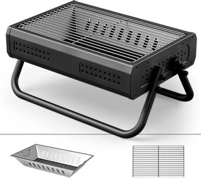 Φορητή Μεταλλική Ψησταριά Κάρβουνου 44x30x22.5cm Αναδιπλούμενη