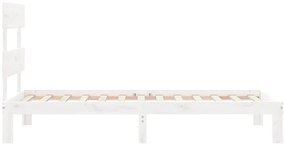 vidaXL Πλαίσιο Κρεβατιού με Κεφαλάρι Λευκό Μασίφ Ξύλο Single