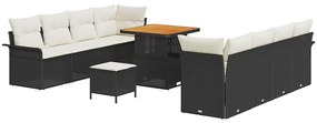 vidaXL Σετ Καναπέ Κήπου 11 pcs Μαύρο, Κρέμα 80 x 80 x 71 cm