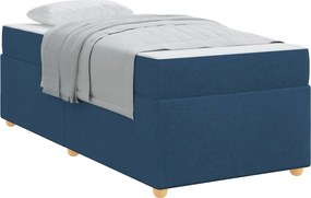 vidaXL Σκελετός Κρεβατιού με στρώμα Μπλε 90 x 200 cm ύφασμα