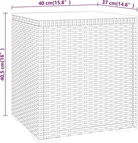 vidaXL Βοηθητικό Τραπεζάκι Γκρι 40x37x40,5εκ Συνθ Ρατάν/ Ψημένο Γυαλί