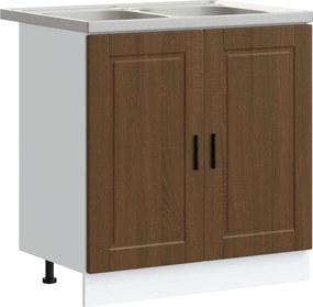 vidaXL Βάση νιπτήρα με αποθήκευση Porto 2 pcs Καφέ Επεξεργασμένο ξύλο