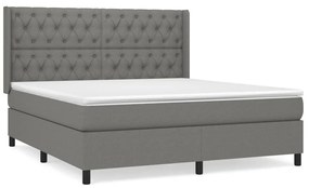 Κρεβάτι Boxspring με Στρώμα Σκούρο Γκρι 160x200 εκ Υφασμάτινο - Γκρι