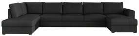 Γωνιακός Καναπές σε σχήμα &quot;Π&quot; Velma L Μαύρο 370x186x85cm - Αριστερή Γωνία - VAS4594