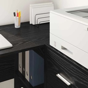 vidaXL Πλαϊνό γραφείο με συρτάρι Μαύρη Οξυά 38 x 34 x 75 εκ