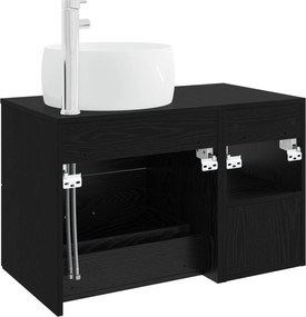 vidaXL Σετ Επίπλων Μπάνιου 2 pcs Μαύρη Δρυς Επεξεργασμένο Ξύλο