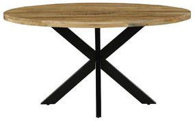 Royalty table solid wood 4cm walnut-leg black D150x77cm 150x150x77 εκ.