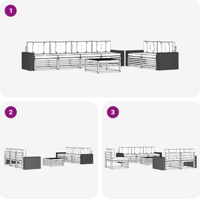 vidaXL Σειρά Καναπέ Εξωτερικού 7 pcs Φυσικό και Κρέμα Πολυεστέρας