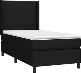 vidaXL Κρεβάτι Boxspring με Στρώμα Μαύρο 80 x 200 εκ. Υφασμάτινο