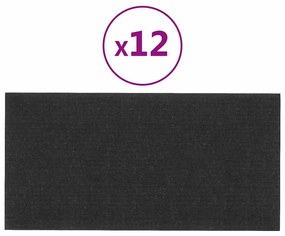 vidaXL Πάνελ Τοίχου 12 τεμ. Μαύρος 60 x 30 εκ. 2,16 μ² Υφασμάτινα
