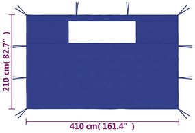 vidaXL Πλαϊνά για Κιόσκι με Παράθυρα 2 τεμ. Μπλε