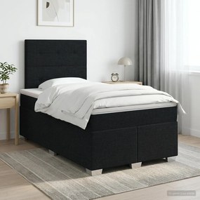vidaXL Κρεβάτι box spring με στρώμα Μαύρο 120 x 200 cm Ύφασμα