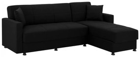 REVERSIBLE CORNER SOFA-BED WITH 2 STORAGE SPACES  BLACK FABRIC 246X153X80H cm.