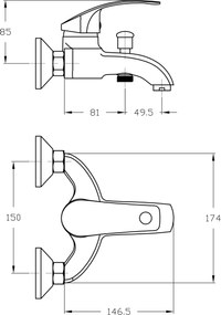 Acquanet Splash 1001 Chrome - Μπαταρία λουτρού χρωμέ