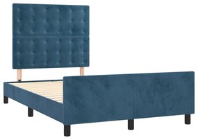 vidaXL Πλαίσιο Κρεβατιού με Κεφαλάρι Σκ. Μπλε 120x200 εκ. Βελούδινο