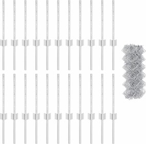 vidaXL Τεντώτο με στήριγμα Ασημί 0,4 x 25 μ Ατσάλι