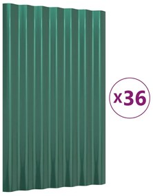 vidaXL Πάνελ Οροφής 36 τεμ. Πράσινα 60x36 εκ. Γαλβανισμένος χάλυβας