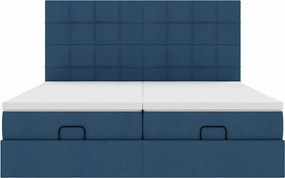 vidaXL Οθωμανικό κρεβάτι με στρώματα μπλε 200x200cm ύφασμα