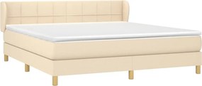 vidaXL Κρεβάτι Boxspring με Στρώμα Κρεμ 180x200 εκ. Υφασμάτινο