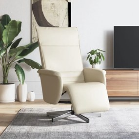 vidaXL Πολυθρόνα Ανακλινόμενη με Υποπόδιο Κρεμ από Συνθετικό Δέρμα