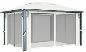 vidaXL Κιόσκι με Κουρτίνα Κρεμ 400 x 300 εκ. Αλουμινίου