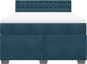 vidaXL Κρεβάτι Boxspring με Στρώμα Μπλε 140x190 εκ. Βελούδινο