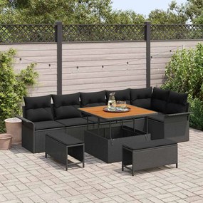 vidaXL Σετ Καναπέ Κήπου 9 pcs Μαύρο συνθετικό ρατάν