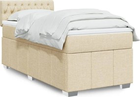 vidaXL Κρεβάτι Boxspring με Στρώμα Κρεμ 90x190 εκ.Υφασμάτινο