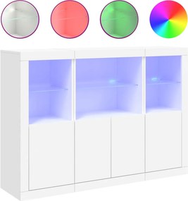 vidaXL Μπουφέδες με Φώτα LED 3 τεμ. Λευκοί από Επεξεργασμένο Ξύλο