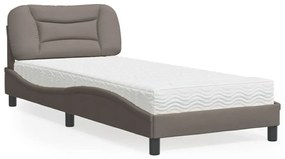 vidaXL Κρεβάτι με Στρώμα Taupe 90x190 εκ.Υφασμάτινο