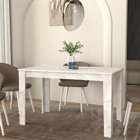 Τραπέζι Darlen Megapap χρώμα λευκό εφέ μαρμάρου 125x72x74εκ.