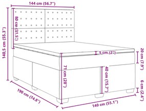 Κρεβάτι Boxspring με Στρώμα Μαύρο 140x190εκ.από Συνθετικό Δέρμα - Μαύρο