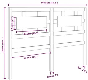 vidaXL Κεφαλάρι Κρεβατιού Λευκό 140,5 x 4 x 100 εκ. Μασίφ Ξύλο Πεύκου