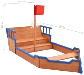 Αμμοδόχος Πειρατικό Καράβι 190x94,5x101 εκ. από Ξύλο Ελάτης - Πολύχρωμο