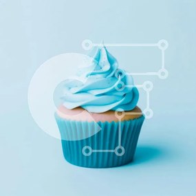 Intra Συλλεκτικό Ξύλινο Παζλ Plywood  4mm - Μπλε παγωμένο Cupcake σε γαλάζιο φόντο Σε Ξύλινο Κουτί - Διαστάσεις: 10x10 cm – 25 κομμάτια