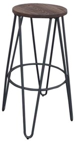 Σκαμπώ Arco Wood Bar Μαύρο Dark Oak D. 33 H.76cm