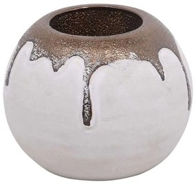 Κηροπήγιο Για Ρεσώ 0046-124-012 10x8cm White-Bronze Ceramic