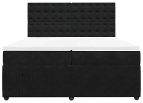 vidaXL Κρεβάτι Boxspring με Στρώμα Μαύρο 200x200 εκ. Βελούδινο