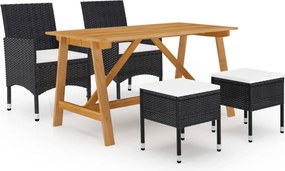 vidaXL Σετ Τραπεζαρίας Κήπου 5 Τεμαχίων Μαύρο